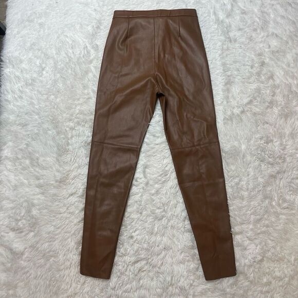 Zara Men's Brown Leather Pants - Picture 2 of 3